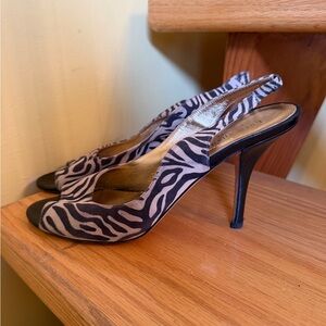 Kate spade Women’s Zebra Print Slingback Heels - Black/Taupe